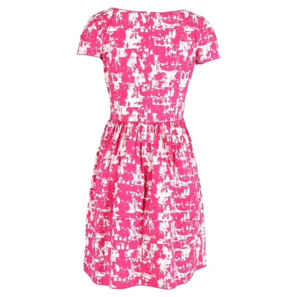 Oscar de la Renta Abstract Pink + White Print Knee-Length Cotton Dress Sz 2 EUC - Picture 3 of 11